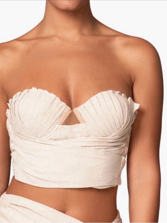 JLUXLABEL Tops - JLUXLABEL Pleated Cream Bustier Crop Top - Straps Optional and Included